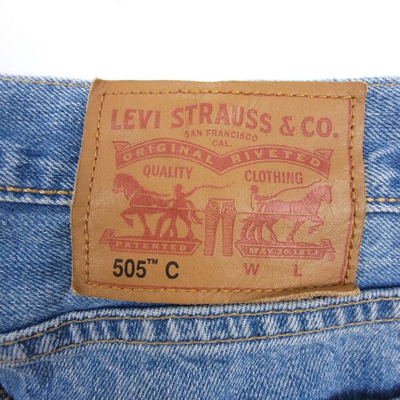 LEVIS 505C Orange Tab Slim Straight Ankle Distressed Jeans Light Denim Men 34x28 - Picture 7 of 8